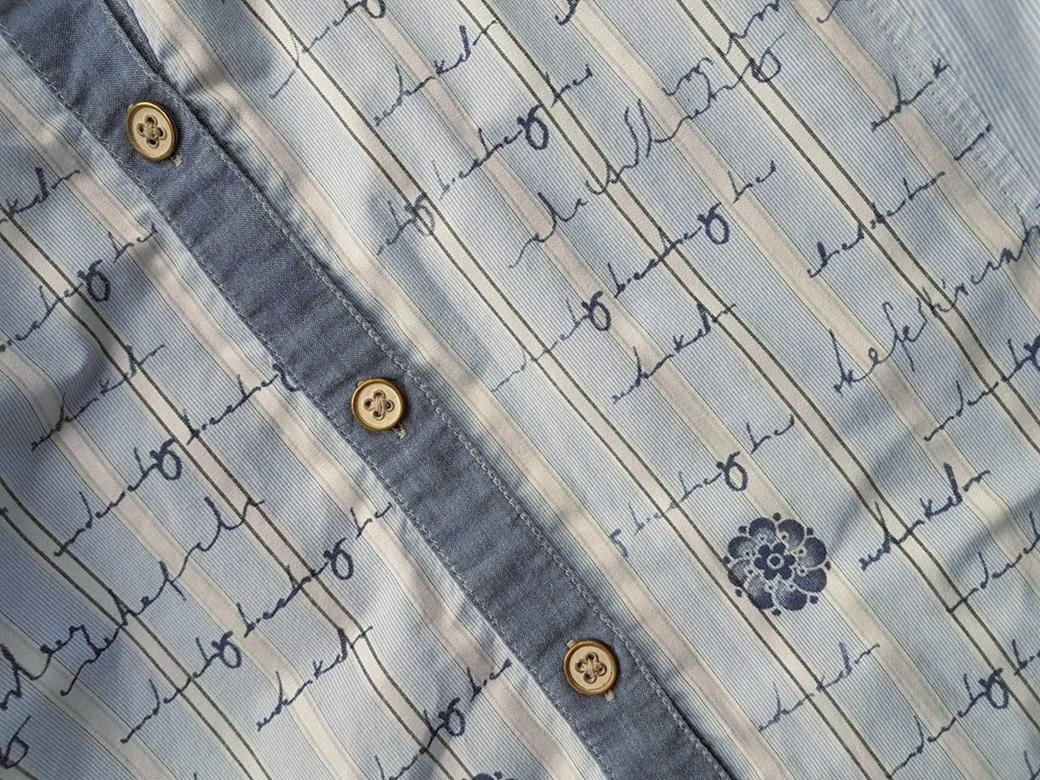 Erfo Original Rozmiar 40 Kolor Niebieski Pasy Kołnierz Koszula Zapinana Bluzka Rękaw 3/4