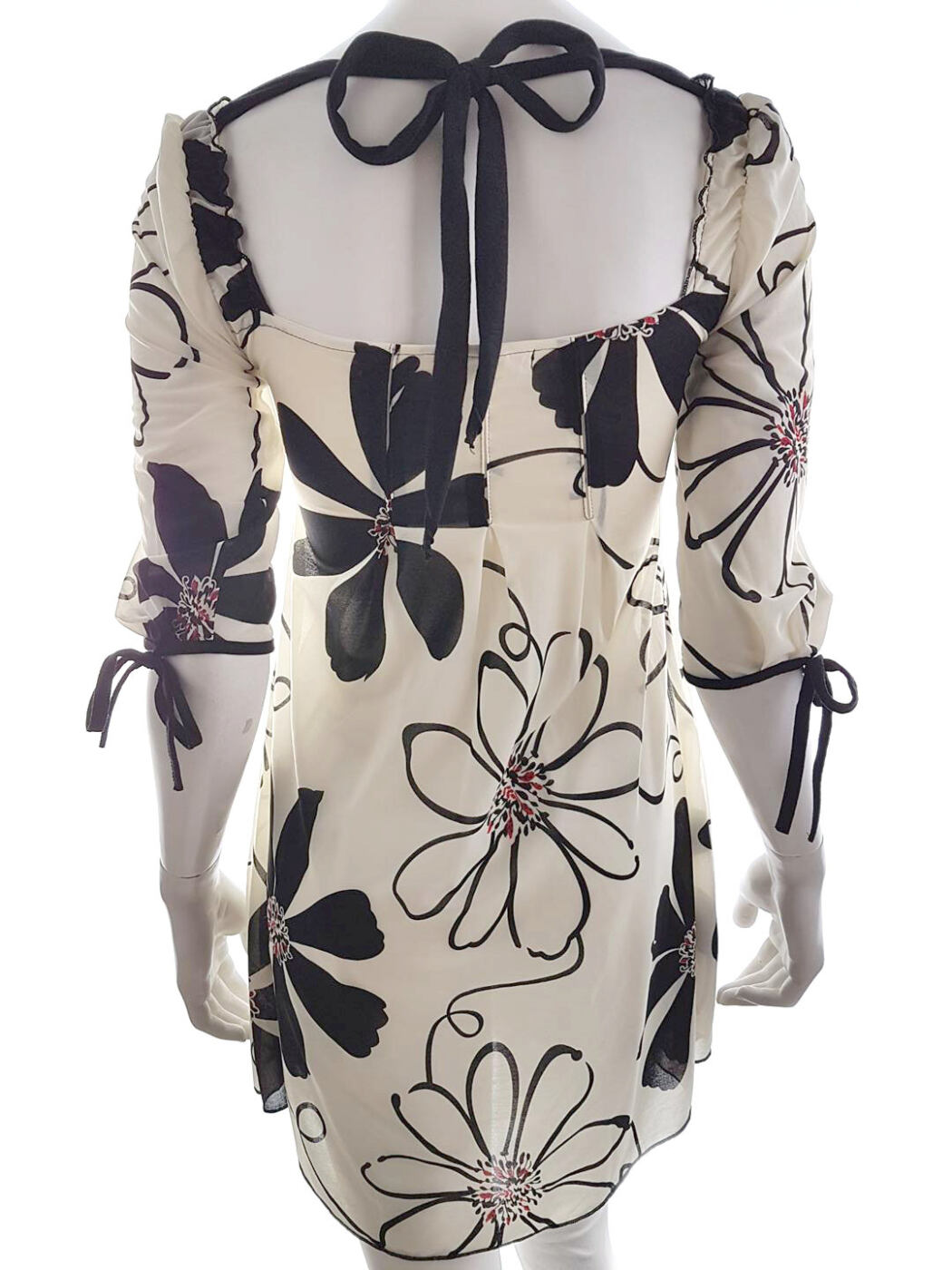 Mina Collection Rozmiar S/M Kolor Kremowy Kwadratowy dekolt Sukienka Mini Rękaw 3/4 Krótka