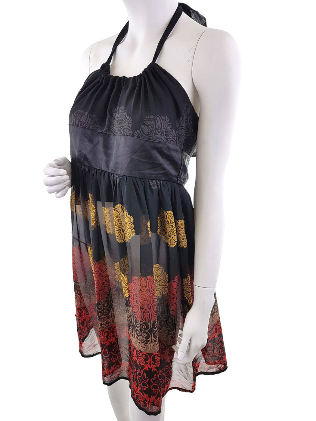 Fire Los Angeles Rozmiar L Kolor Czarny Halter Sukienka Rozkloszowana Bezrękawnik Do Kolan Fire Los Angeles Rozmiar L Kolor Czarny Halter Sukienka Rozkloszowana Bezrękawnik Do Kolan