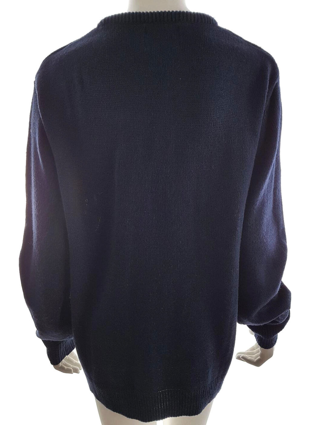 20181119_120534.jpg Rozmiar L Kolor Granatowy Crew Neck Sweter Świąteczny Gwiazdka Długi rękaw Materiał Akryl 100% Cienka dzianina