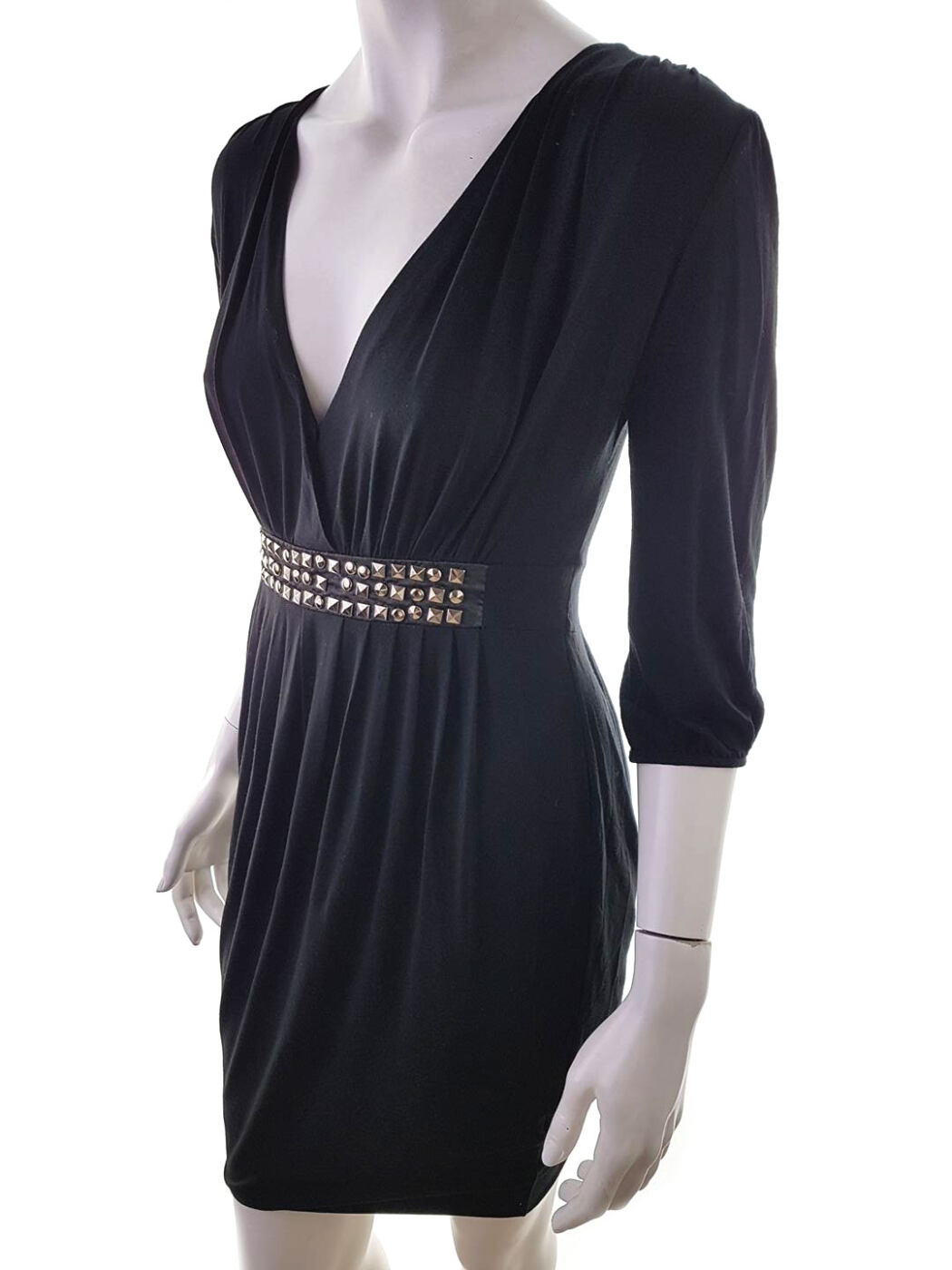 Philosophy blues original Rozmiar S Kolor Czarny W serek Sukienka Bodycon Rękaw 3/4 Do Kolan Materiał Wiskoza Philosophy blues original Rozmiar S Kolor Czarny W serek Sukienka Bodycon Rękaw 3/4 Do Kolan Materiał Wiskoza