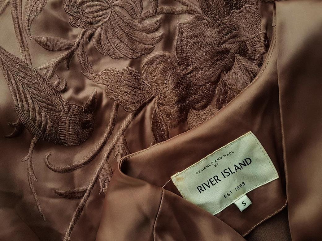 River island Rozmiar S Kolor Brązowy W serek Żakiet Otwarty Rękaw 3/4