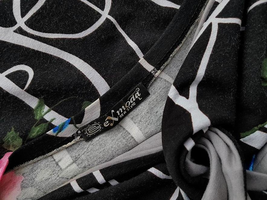 Ex Moda Rozmiar L Kolor Czarny W serek Sukienka Ołówkowa Długi rękaw Do Kolan Materiał Wiskoza Ex Moda Rozmiar L Kolor Czarny W serek Sukienka Ołówkowa Długi rękaw Do Kolan Materiał Wiskoza