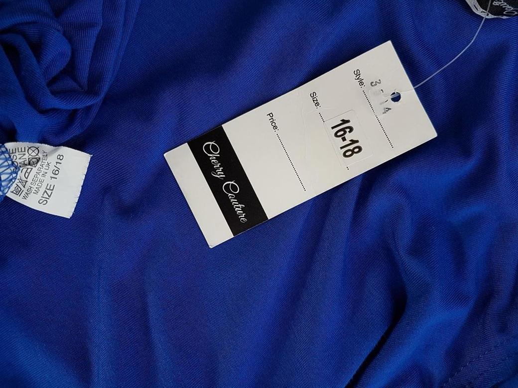 Cherry Couture Rozmiar 16/18 (44/46) Kolor Niebieski Drapowany dekolt Bluzka Bezrękawnik Materiał Wiskoza