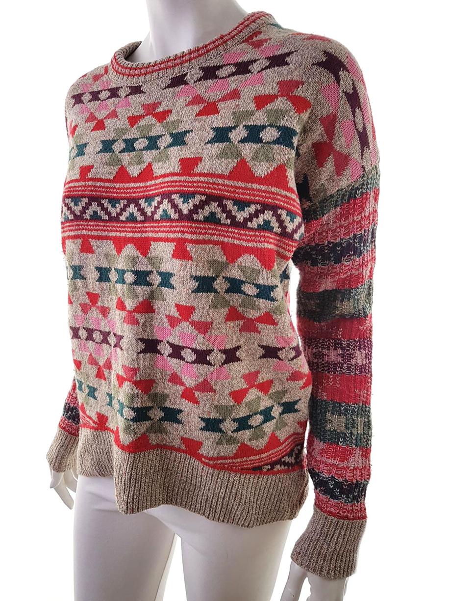 Aeropostale Rozmiar XS Kolor Beżowy Fair Isle Crew Neck Tunika Bluzka Dzianina Długi rękaw Materiał Bawełna Aeropostale Rozmiar XS Kolor Beżowy Fair Isle Crew Neck Tunika Bluzka Dzianina Długi rękaw Materiał Bawełna