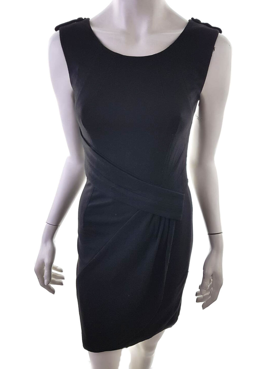 Vivian Rozmiar XS Kolor Czarny Okrągły dekolt Sukienka Bodycon Bezrękawnik Do Kolan
