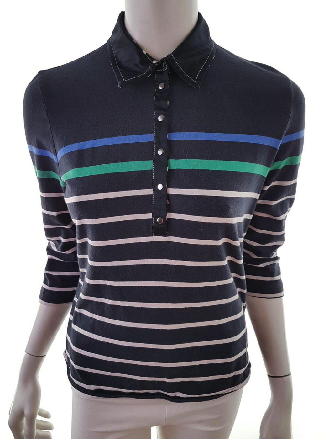 Gerry weber Rozmiar 38 Kolor Granatowy Kołnierz Koszulka Polo Rękaw 3/4 Materiał Bawełna