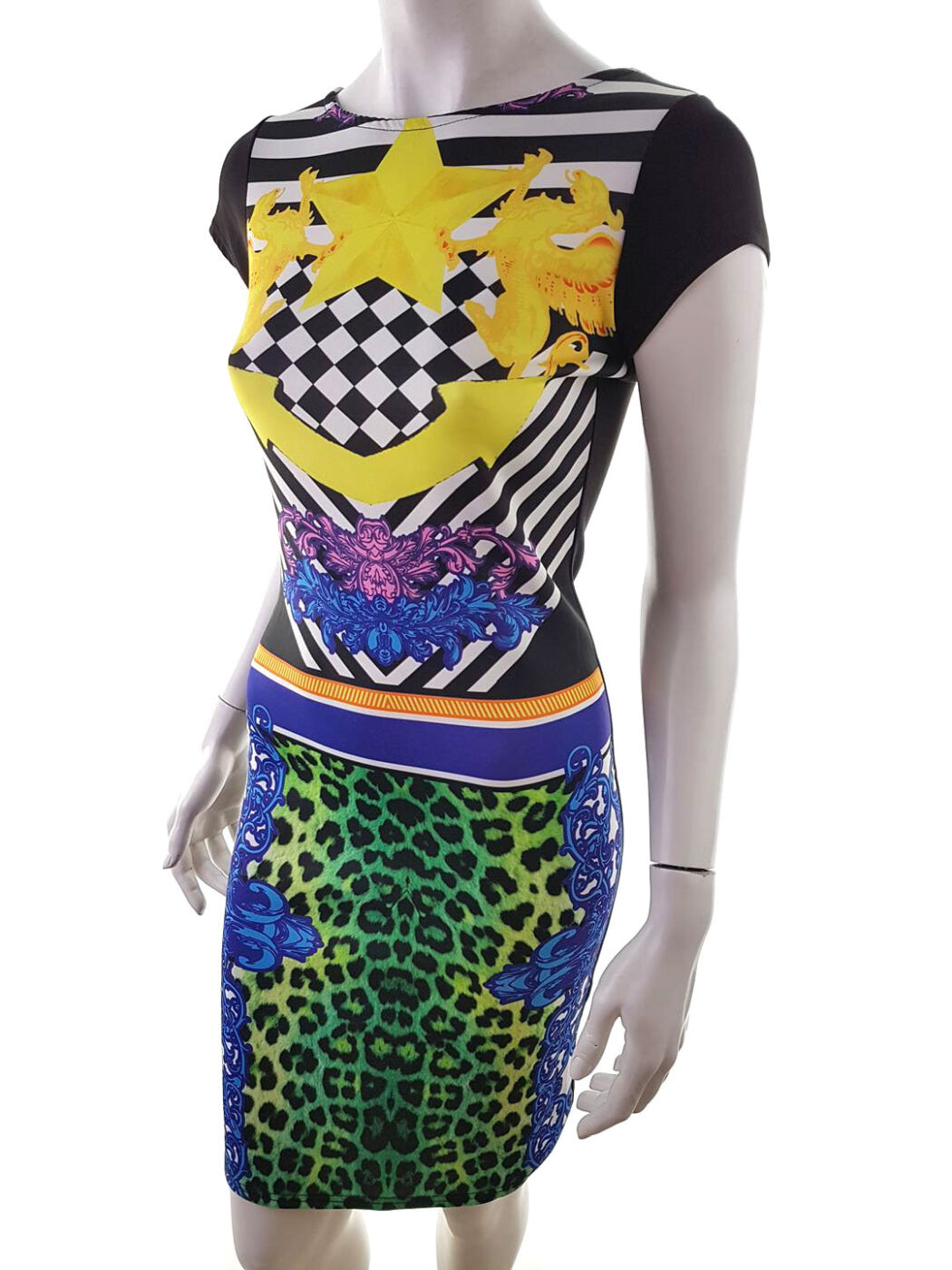 Signature Rozmiar 10 (38) Kolor Czarny Okrągły dekolt Sukienka Bodycon Krótki rękaw Do Kolan Signature Rozmiar 10 (38) Kolor Czarny Okrągły dekolt Sukienka Bodycon Krótki rękaw Do Kolan