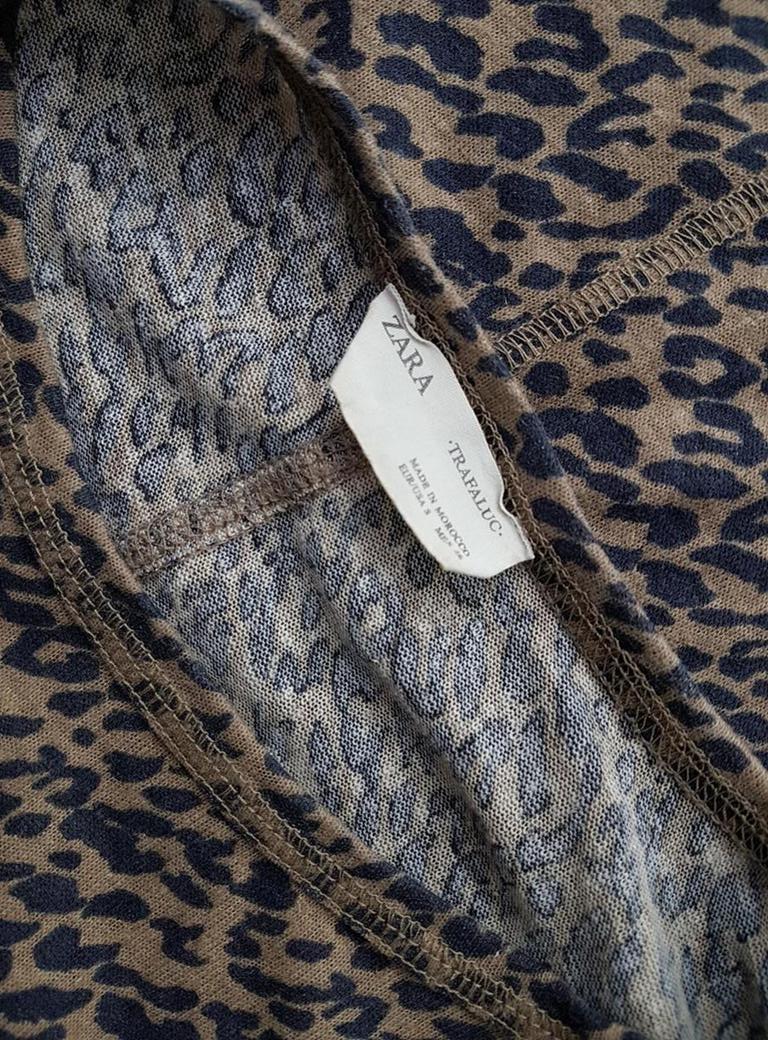 20181126_161325.jpg Zara TRF Rozmiar S Kolor Brązowy Panterka Crew Neck Bluzka Długi rękaw