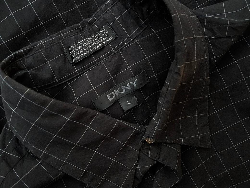 20181128_133957.jpg Dkny Rozmiar L Kolor Czarny Kołnierz Męska Koszula Casual Krótki rękaw Materiał Bawełna
