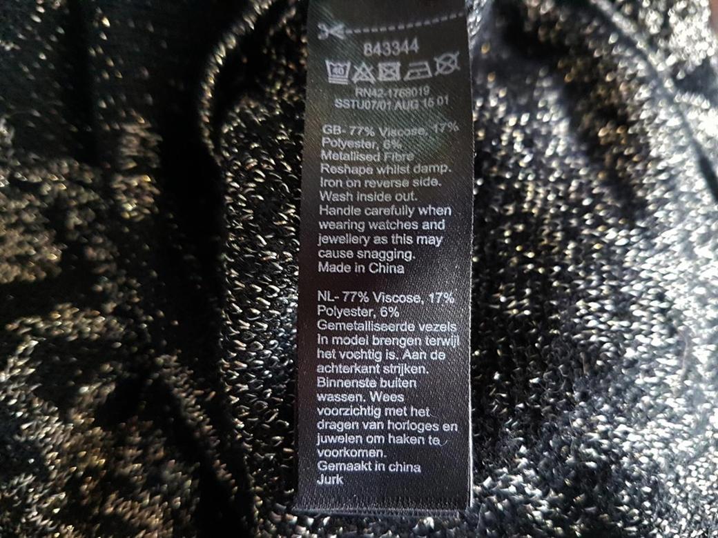 Monsoon Rozmiar 36 Kolor Czarny Okrągły dekolt Sukienka Ołówkowa Długi rękaw Do Kolan Materiał Wiskoza