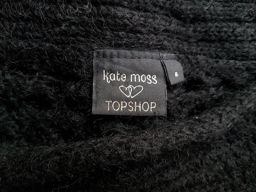 Kate Moss topshop Rozmiar 8 (36) Kolor Czarny W łódkę Długi Sweter Tunika Długi rękaw Otwarta dzianina