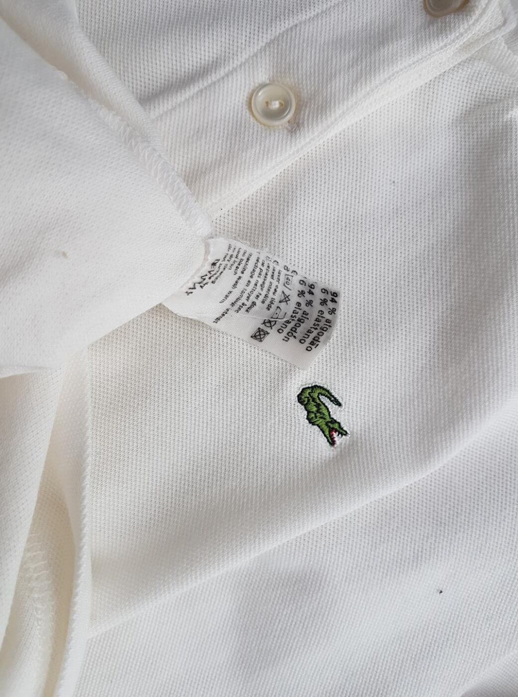 20181204_131928.jpg Lacoste Rozmiar 44 Kolor Kremowy Kołnierz Koszulka Polo Krótki rękaw Materiał Bawełna