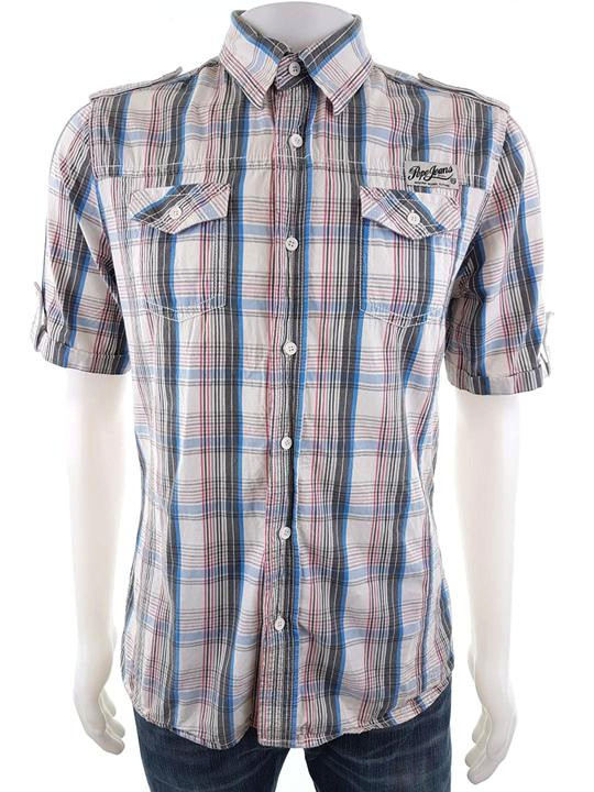 20181205_125836.jpg Pepe jeans Rozmiar M Kolor Niebieski Kołnierz Męska Koszula Casual Krótki rękaw Materiał Bawełna 100%