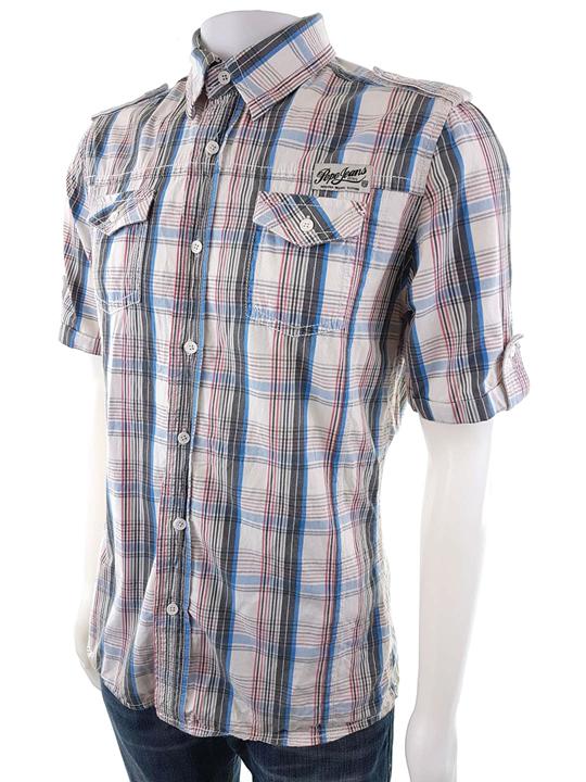 20181205_125844.jpg Pepe jeans Rozmiar M Kolor Niebieski Kołnierz Męska Koszula Casual Krótki rękaw Materiał Bawełna 100%