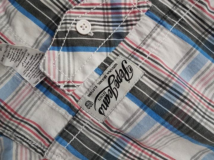 20181205_125957.jpg Pepe jeans Rozmiar M Kolor Niebieski Kołnierz Męska Koszula Casual Krótki rękaw Materiał Bawełna 100%