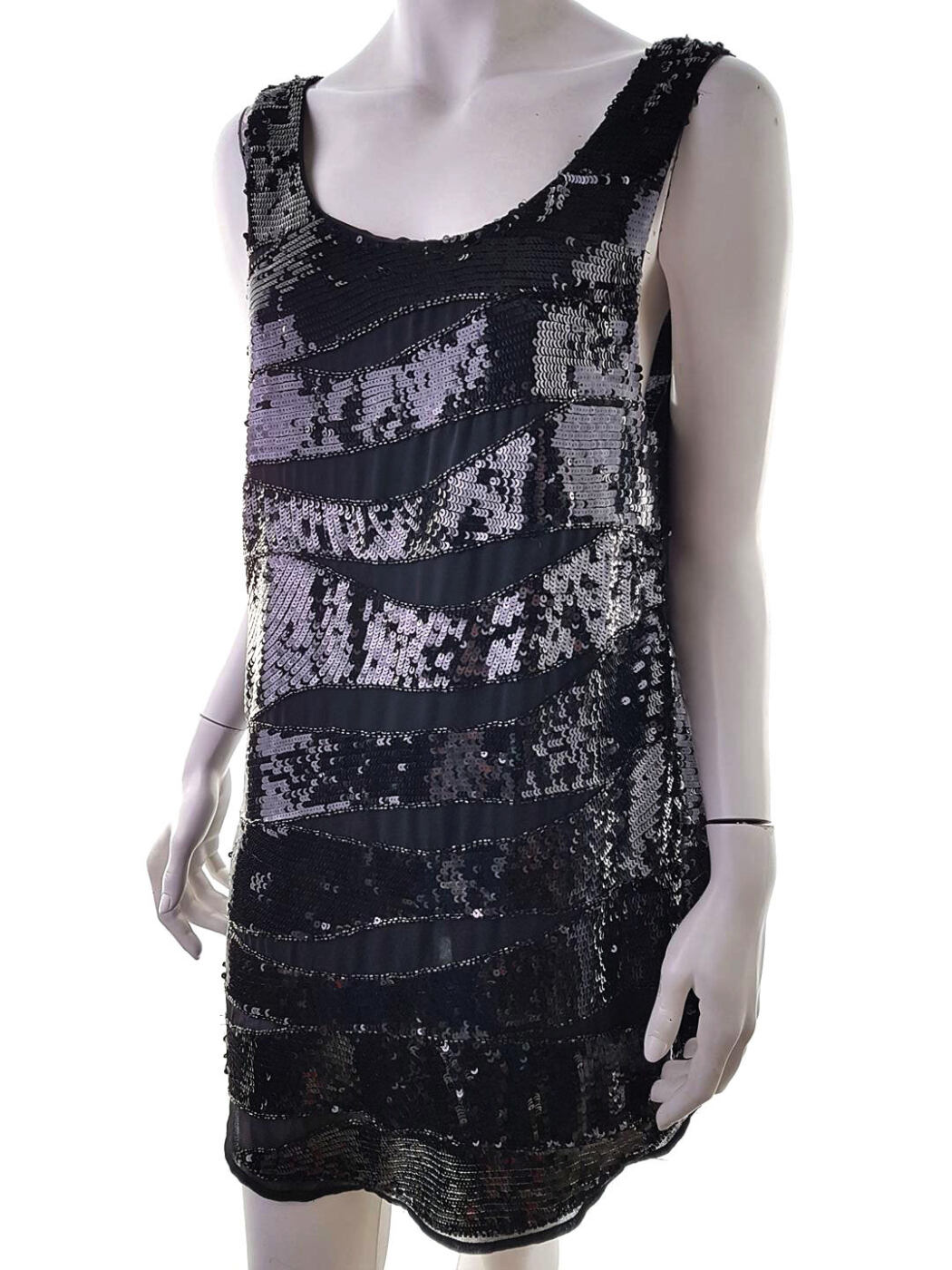 River island Rozmiar 14/40 Kolor Czarny Odkryte Ramiona Sukienka Mini Bezrękawnik Krótka