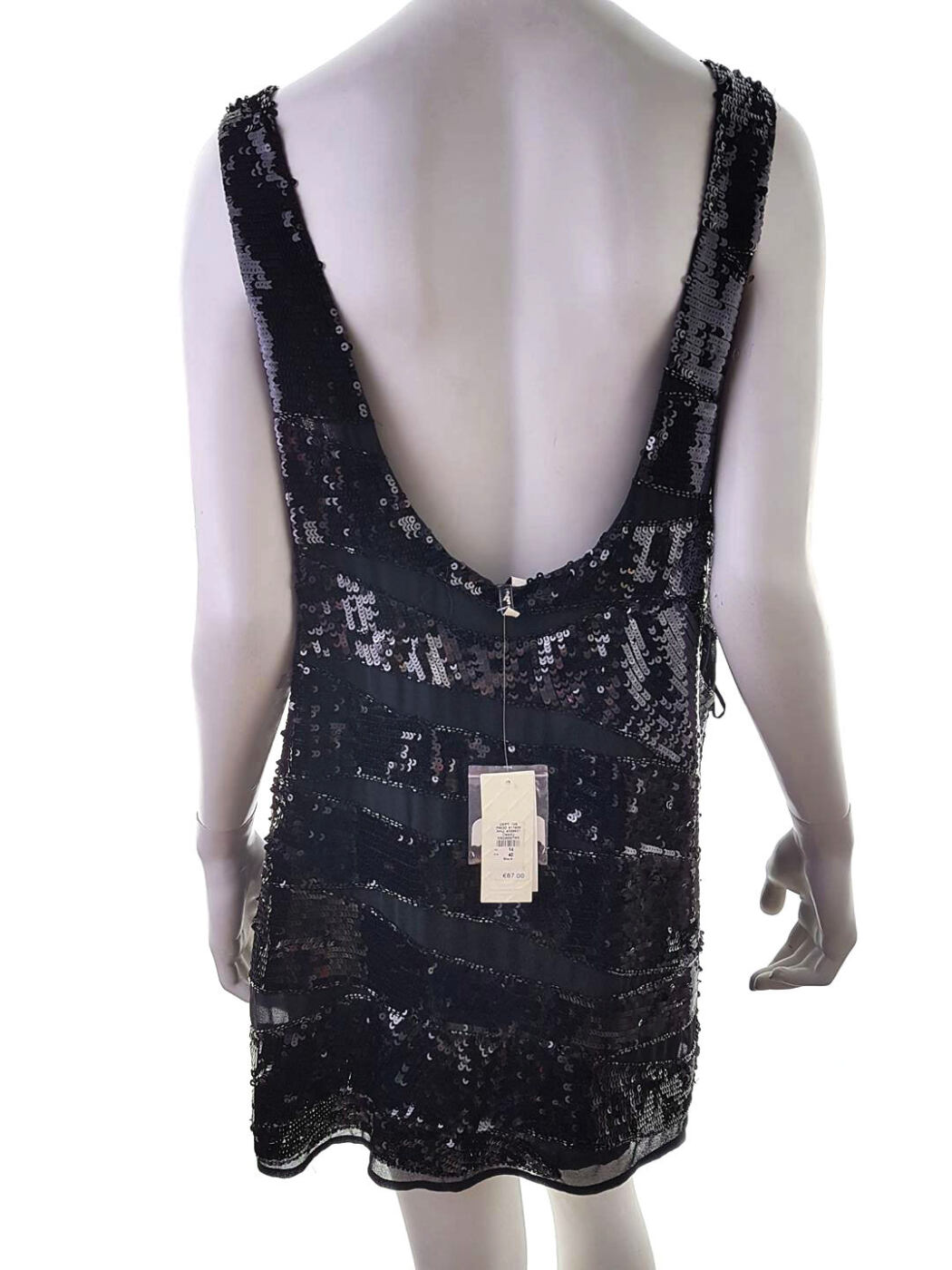 River island Rozmiar 14/40 Kolor Czarny Odkryte Ramiona Sukienka Mini Bezrękawnik Krótka