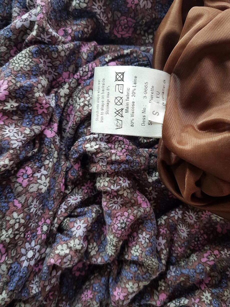 CONTAINER Rozmiar S Kolor Fioletowy Keyhole Crew Neck Sukienka Prostokątna Rękaw 3/4 Do Kolan Materiał Wiskoza