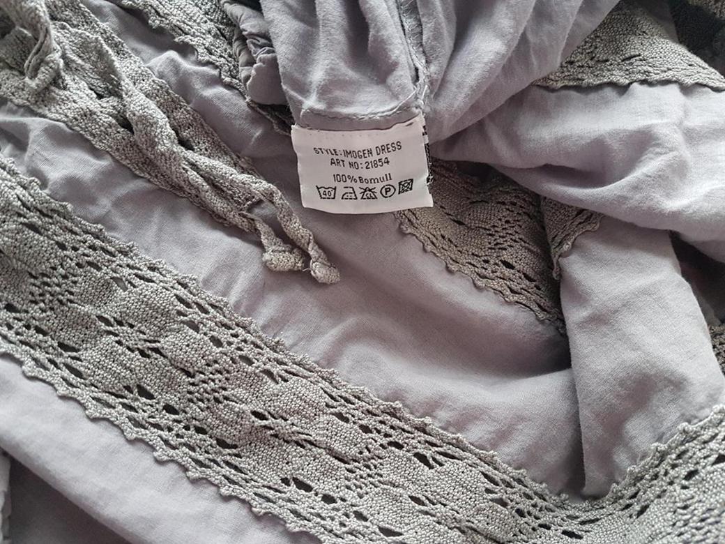 Rosebud Rozmiar S Kolor Szary Keyhole Crew Neck Sukienka Mini Rękaw 3/4 Krótka Materiał Bawełna 100%