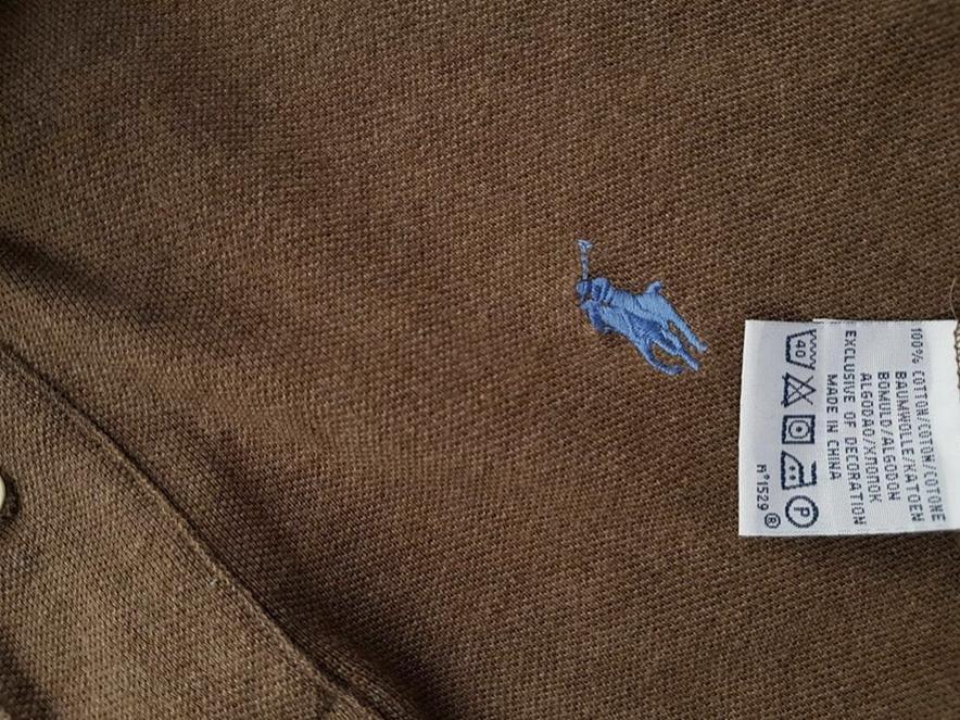 Polo Ralph Lauren Rozmiar M Kolor Brązowy Kołnierz Męska Koszula Polo Krótki rękaw Materiał Bawełna 100%