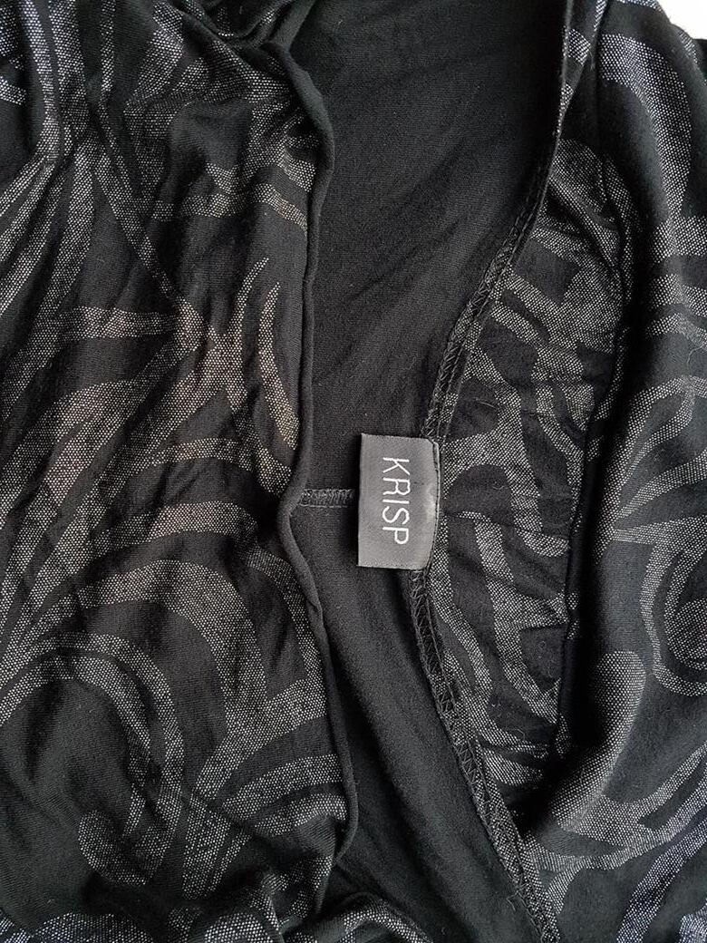 Krisp Rozmiar 8 (36) Kolor Czarny Floral Abstrakt Drapowany dekolt Tunika Bluzka Bezrękawnik Materiał Wiskoza 100%