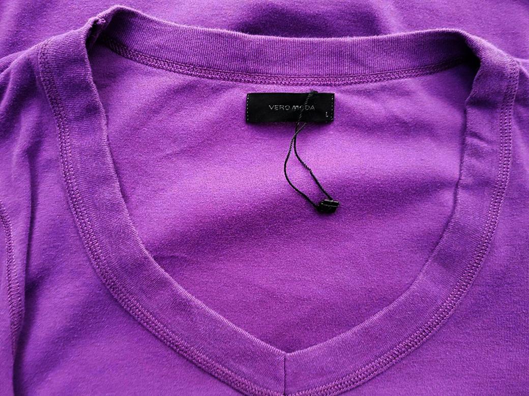 Vero moda Rozmiar L Kolor Fioletowy W serek Bluzka Długi rękaw Materiał Bawełna 100%