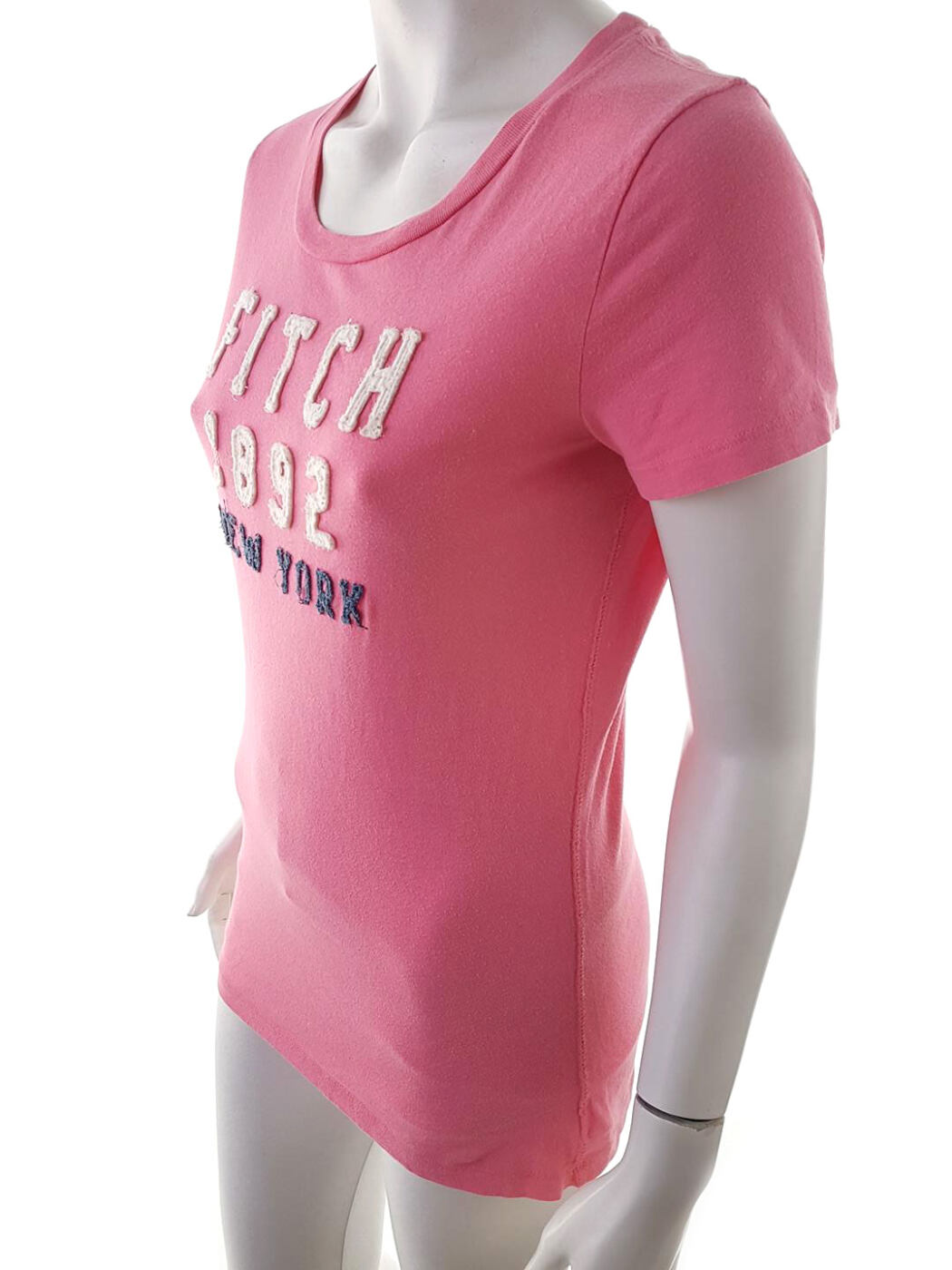 20181222_145031.jpg ABERCROMBIE & FITCH Rozmiar L Kolor Różowy Okrągły dekolt T-Shirt Krótki rękaw Materiał Bawełna 100%