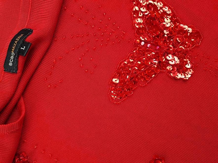 20181229_132025.jpg BCBG MAXAZRIA Rozmiar L Kolor Czerwony Okrągły dekolt Bluzka Bezrękawnik