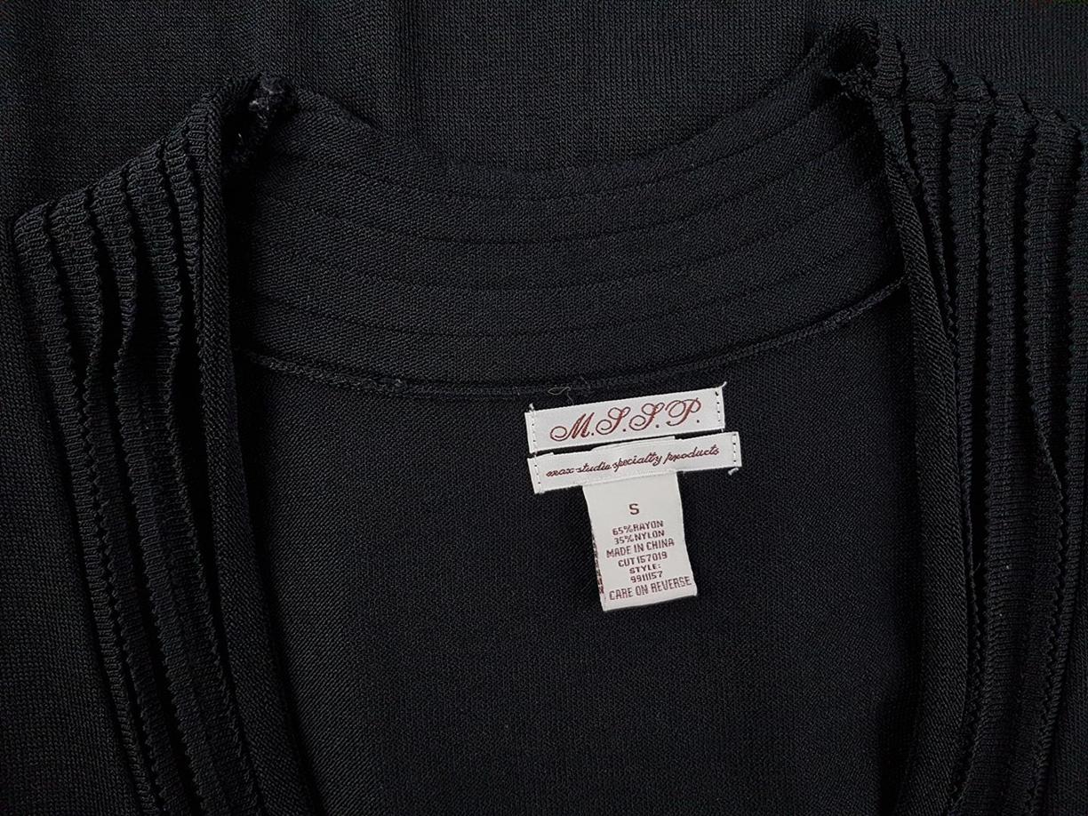 M.J.J.P. Rozmiar S Kolor Czarny Głęboki Serek Sukienka Ołówkowa Bezrękawnik Midi Materiał Rayon