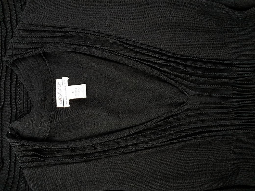 M.J.J.P. Rozmiar S Kolor Czarny Głęboki Serek Sukienka Ołówkowa Bezrękawnik Midi Materiał Rayon