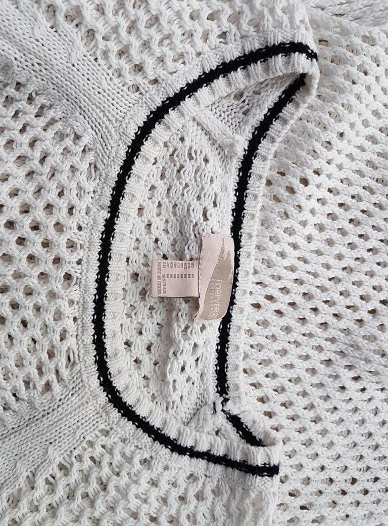 20190108_124523.jpg Forever 21 Rozmiar M Kolor Biały Crew Neck Sweter Długi rękaw Materiał Bawełna 100% Otwarta dzianina