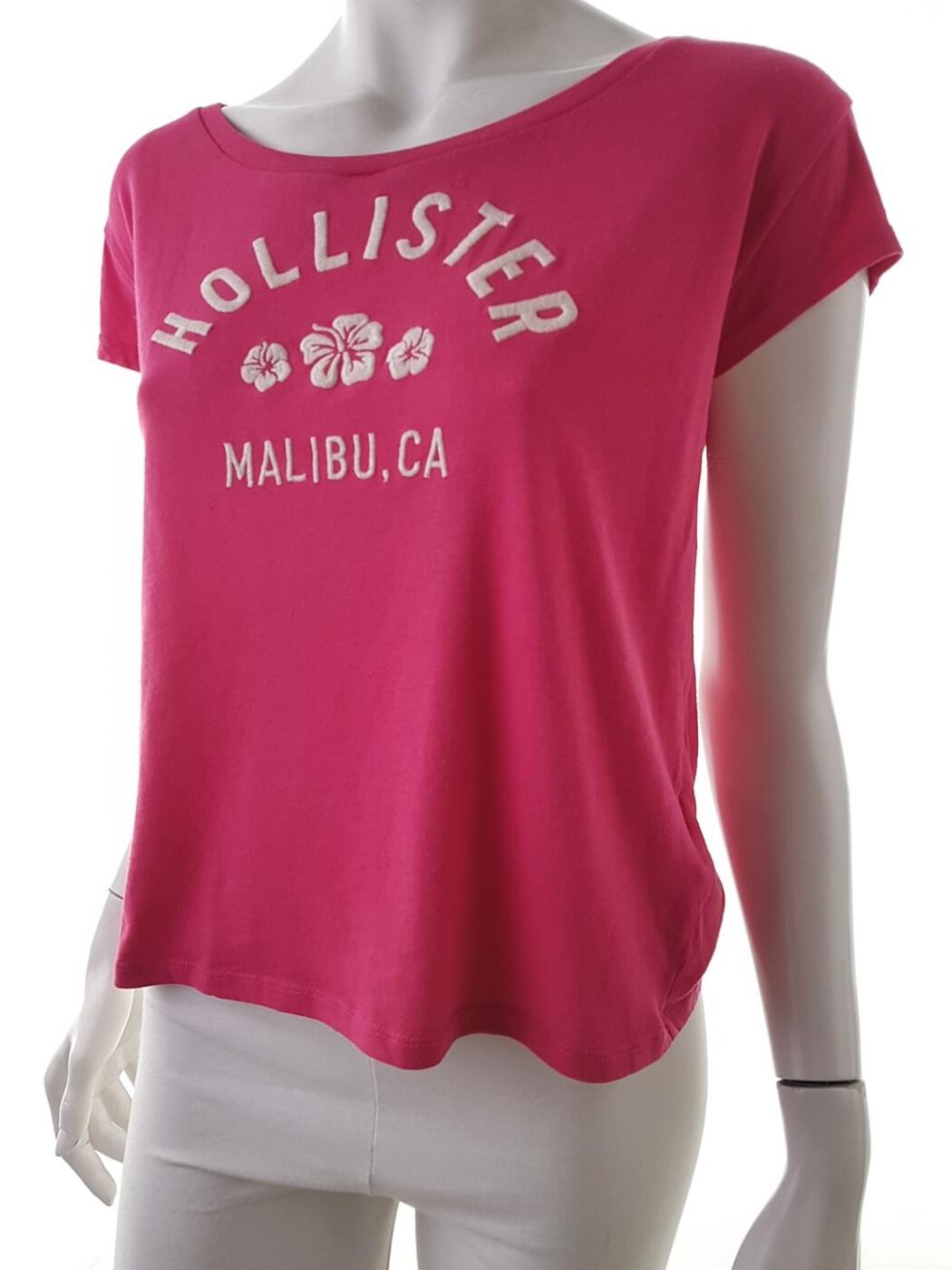 Hollister Rozmiar S Kolor Różowy W łódkę T-Shirt Krótki rękaw Materiał Bawełna