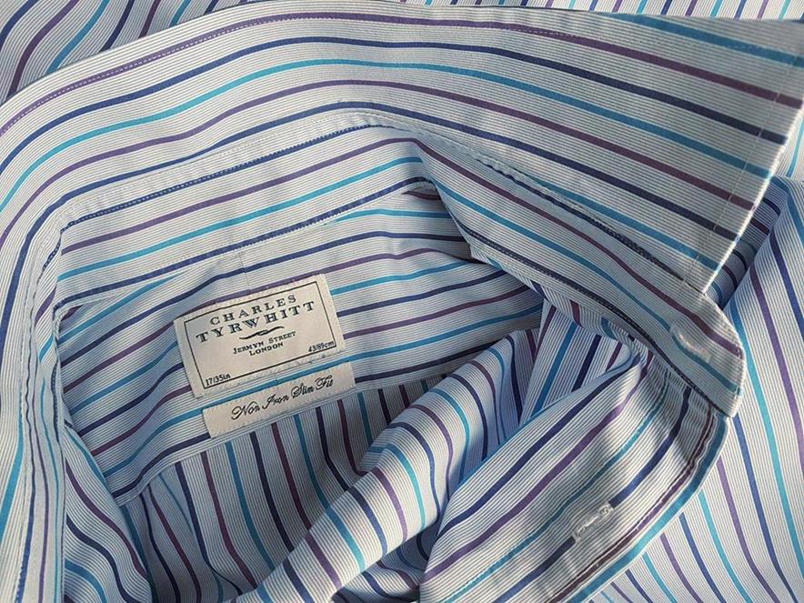 20190109_154344.jpg Charles Tyrwhitt Rozmiar 43 Kolor Niebieski Kołnierz Męska Koszula Elegancka Długi rękaw Materiał Bawełna 100%