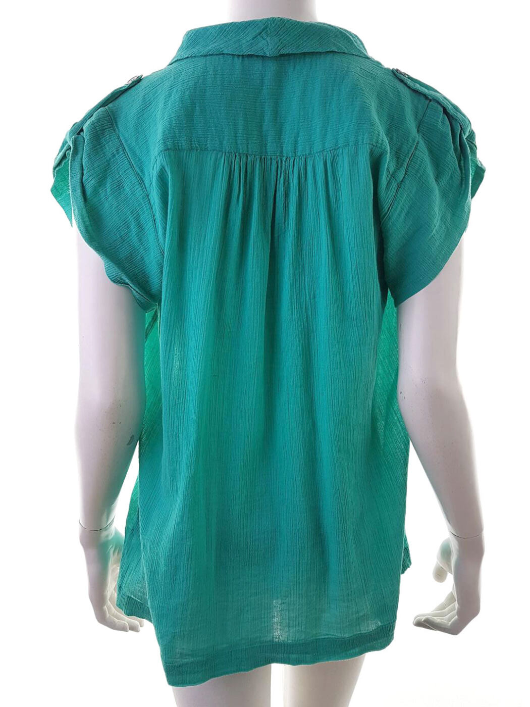 20190110_120451.jpg Topshop Rozmiar 40 Kolor Turkusowy Drapowany dekolt Bluzka Krótki rękaw