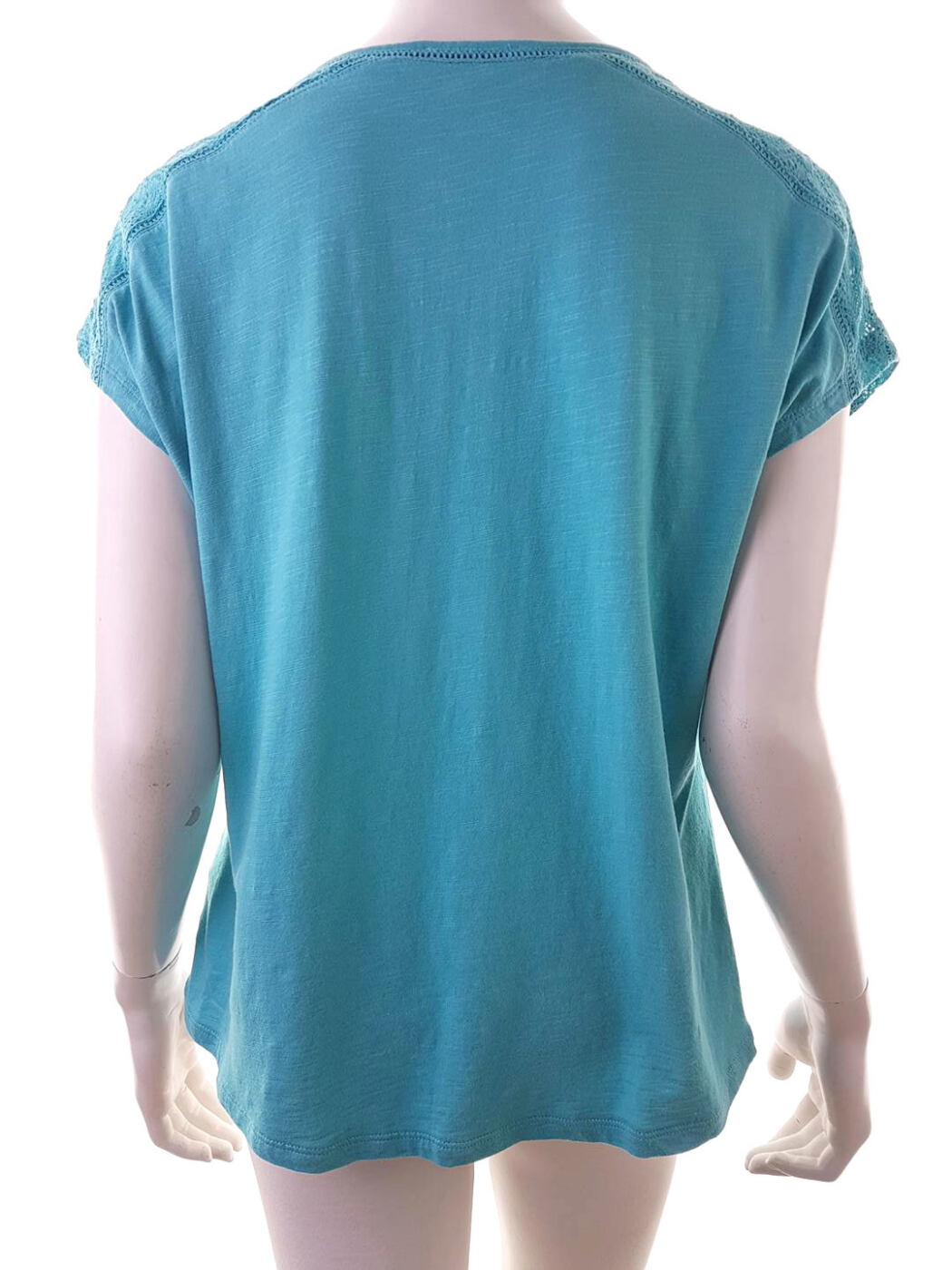 Rozmiar 44 Kolor Turkusowy W serek T-Shirt Krótki rękaw Materiał Modal