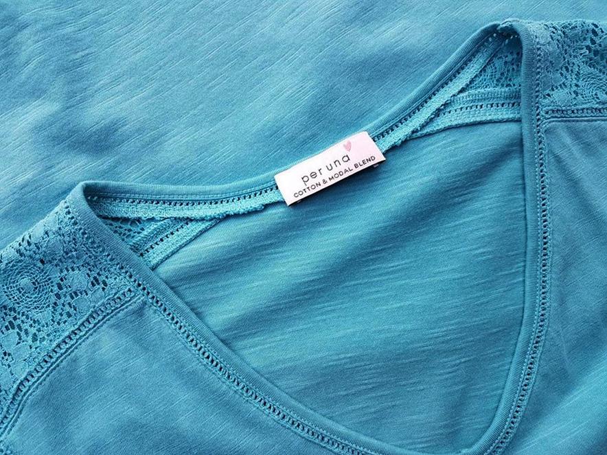 Rozmiar 44 Kolor Turkusowy W serek T-Shirt Krótki rękaw Materiał Modal