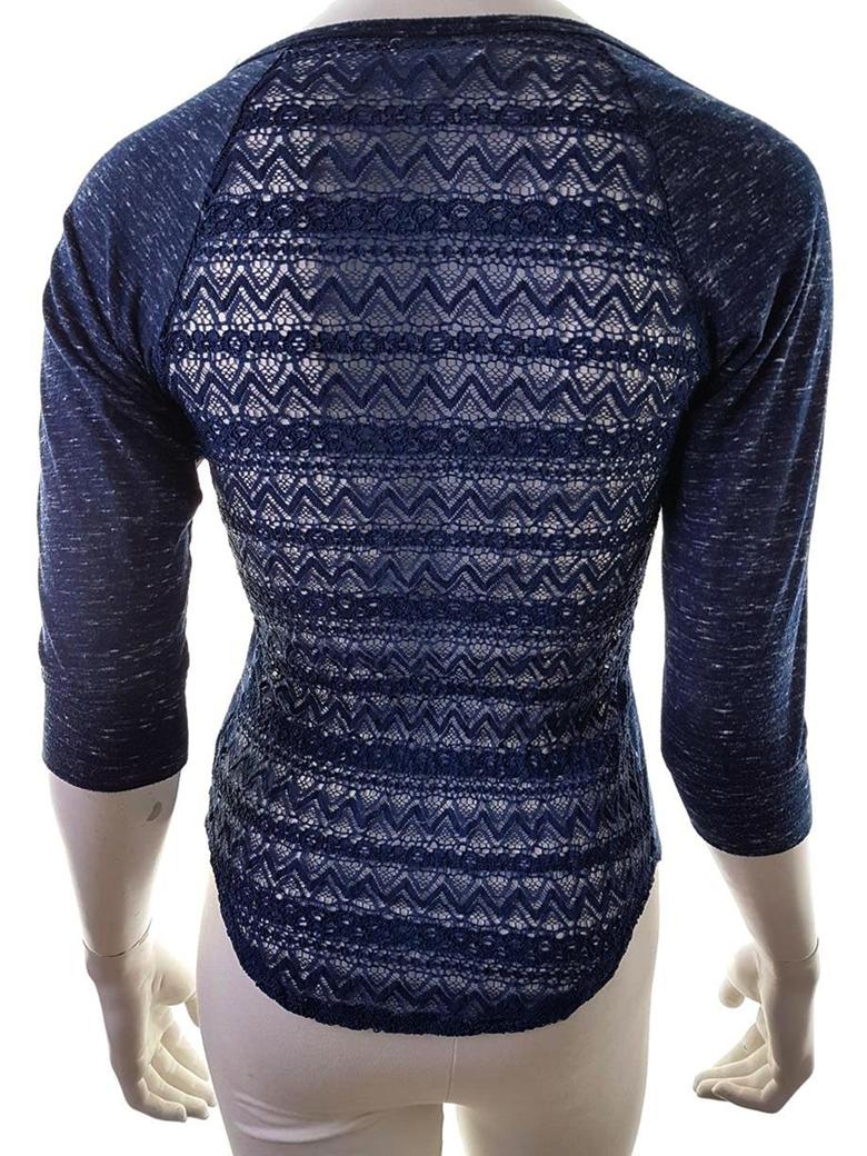 20190110_152413.jpg Aeropostale Rozmiar XS Kolor Granatowy Okrągły dekolt Bluzka Popover Guziki Rękaw 3/4