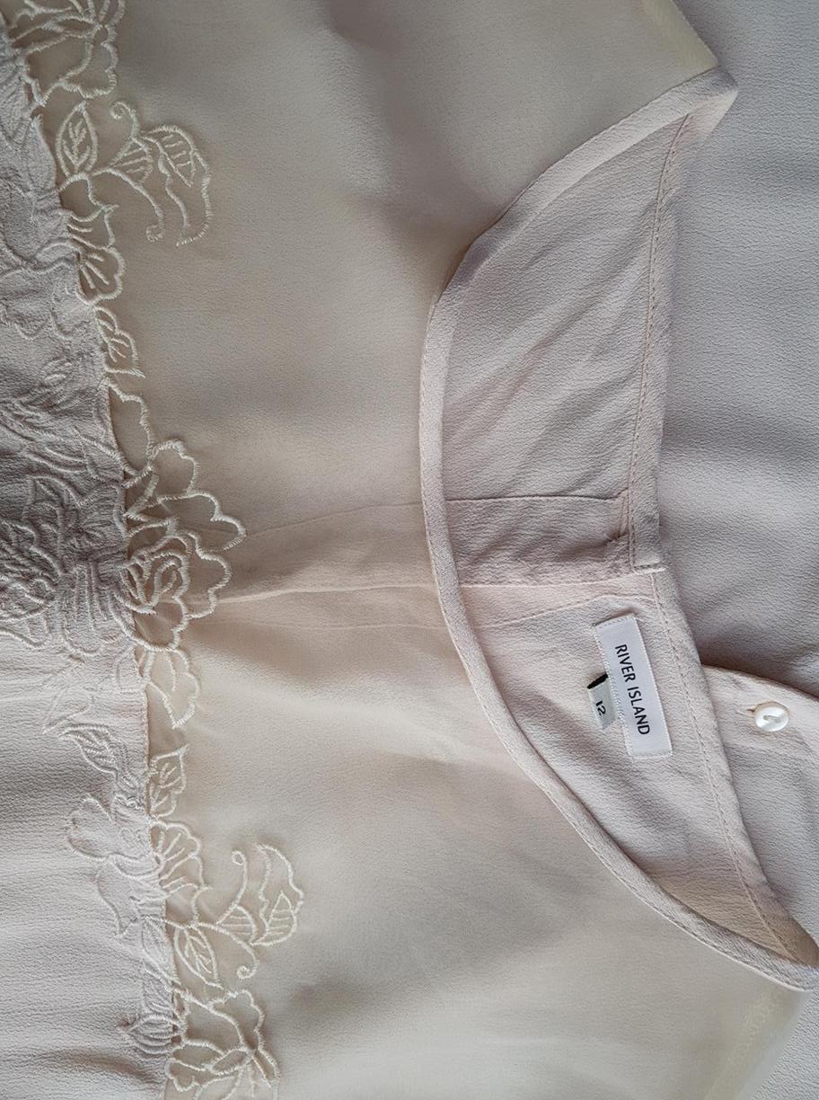 River island Rozmiar 12 (40) Kolor Beżowy Okrągły dekolt Bluzka Długi rękaw Materiał Wiskoza