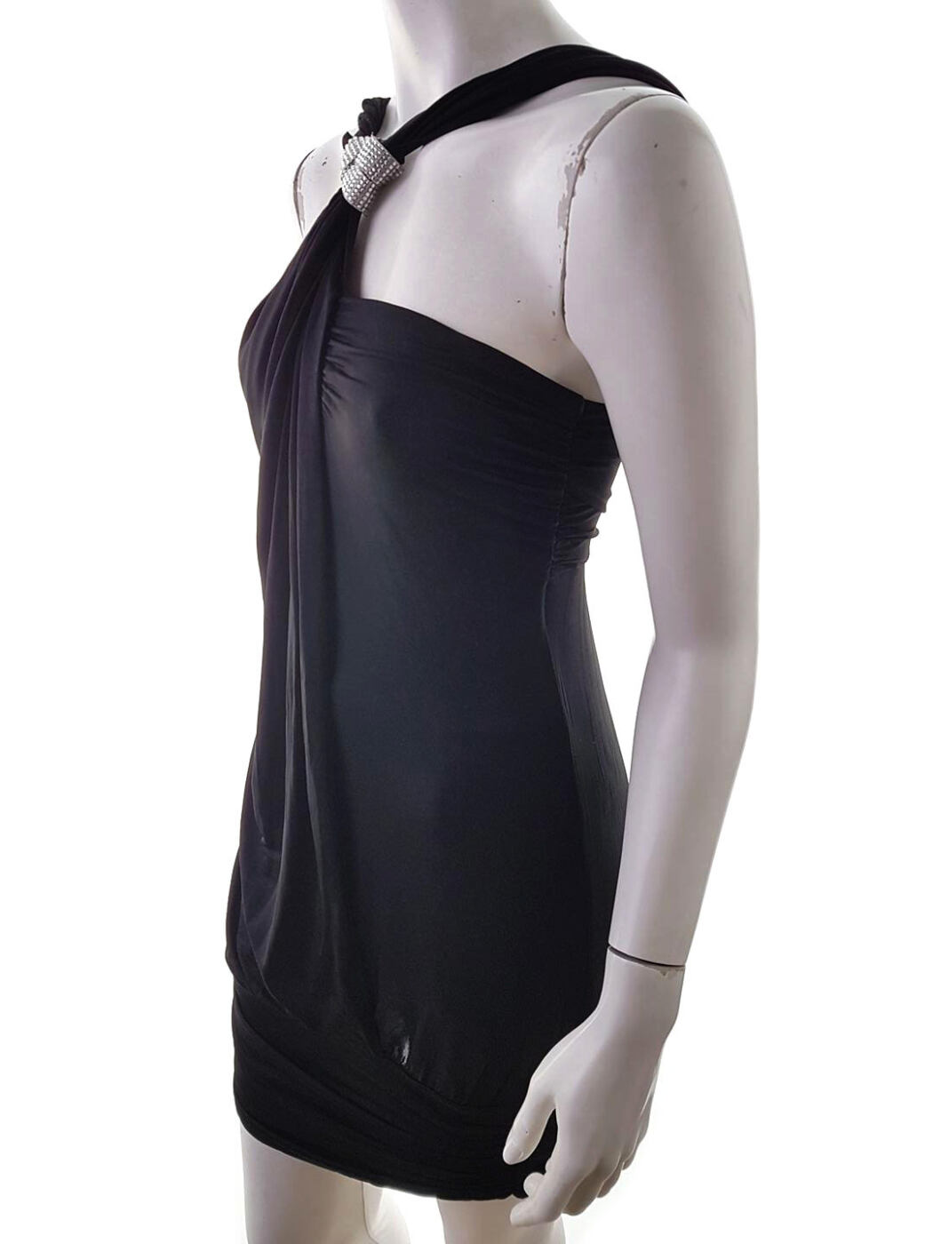 River island Rozmiar 36 Kolor Czarny Halter Sukienka Bodycon Bezrękawnik Krótka Materiał Wiskoza