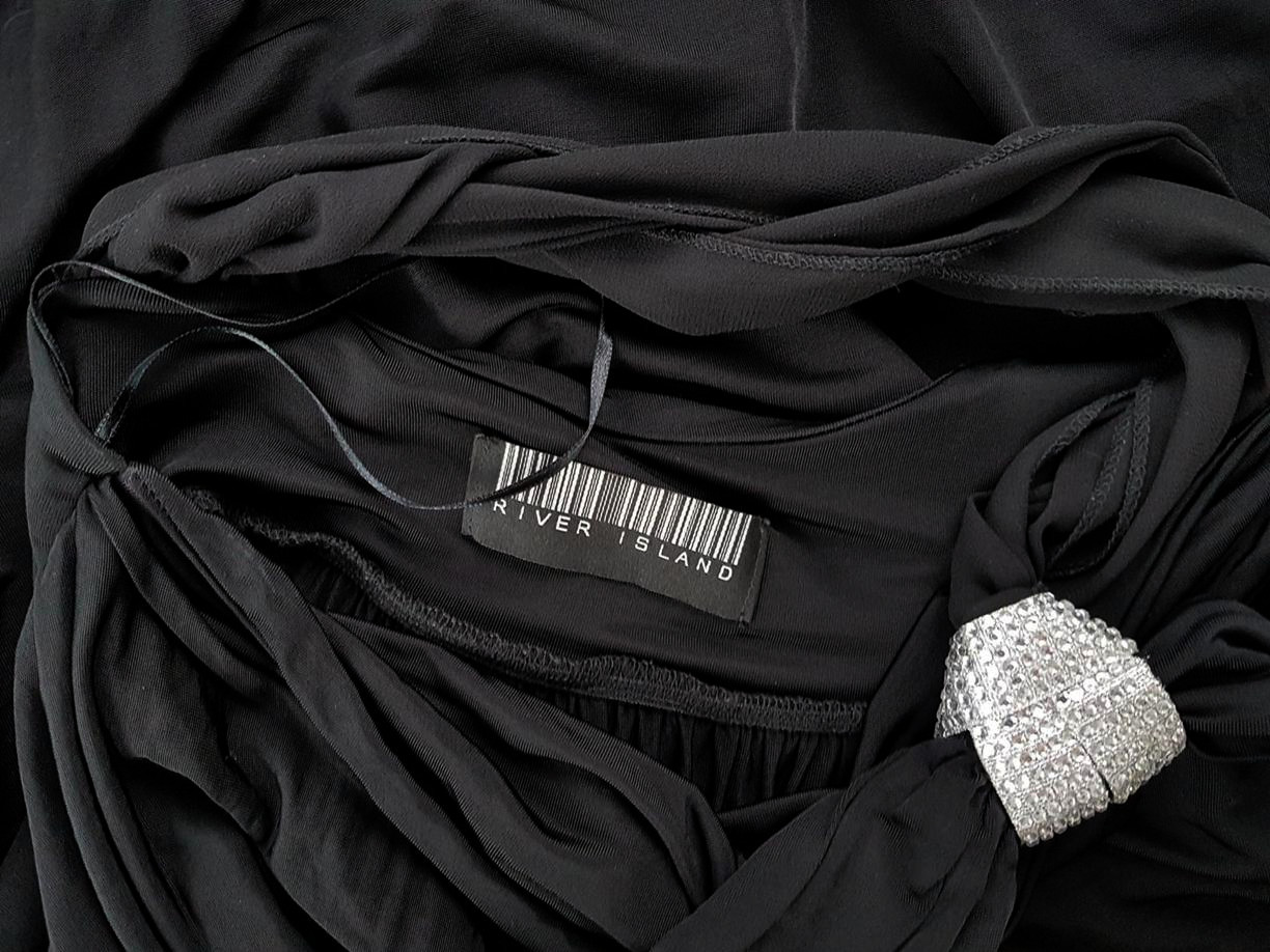 River island Rozmiar 36 Kolor Czarny Halter Sukienka Bodycon Bezrękawnik Krótka Materiał Wiskoza