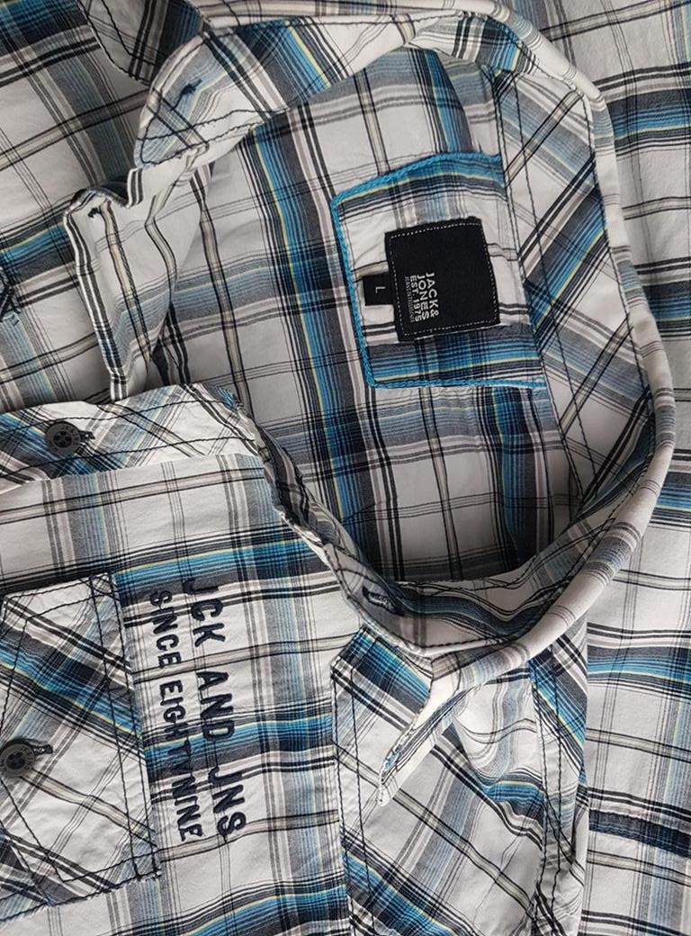20190117_120119.jpg Jack & jones Rozmiar L Kolor Biały Kołnierz Męska Koszula Casual Długi rękaw Materiał Bawełna 100%