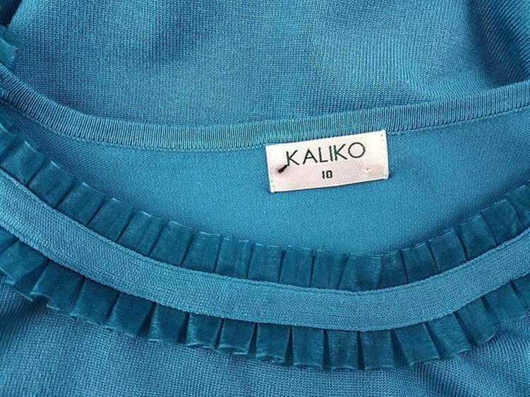 Kaliko Rozmiar 10 (38) Kolor Niebieski Dekolt U Bluzka Krótki rękaw Materiał Wiskoza