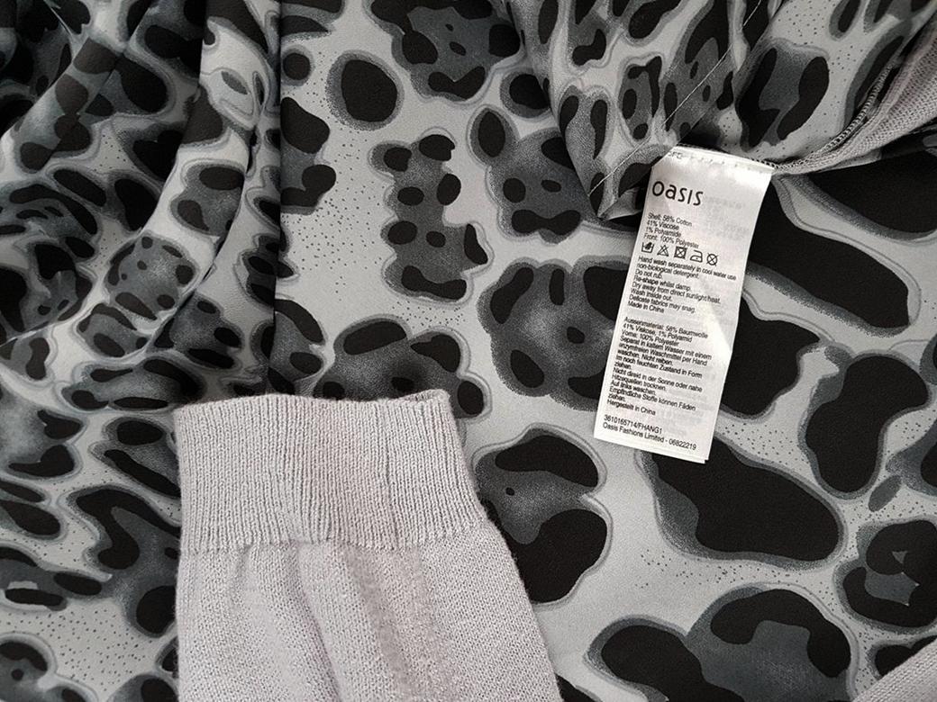 Oasis Rozmiar M Kolor Szary Panterka W łódkę Tunika Bluzka Rękaw 3/4 Materiał Bawełna Oasis Rozmiar M Kolor Szary Panterka W łódkę Tunika Bluzka Rękaw 3/4 Materiał Bawełna
