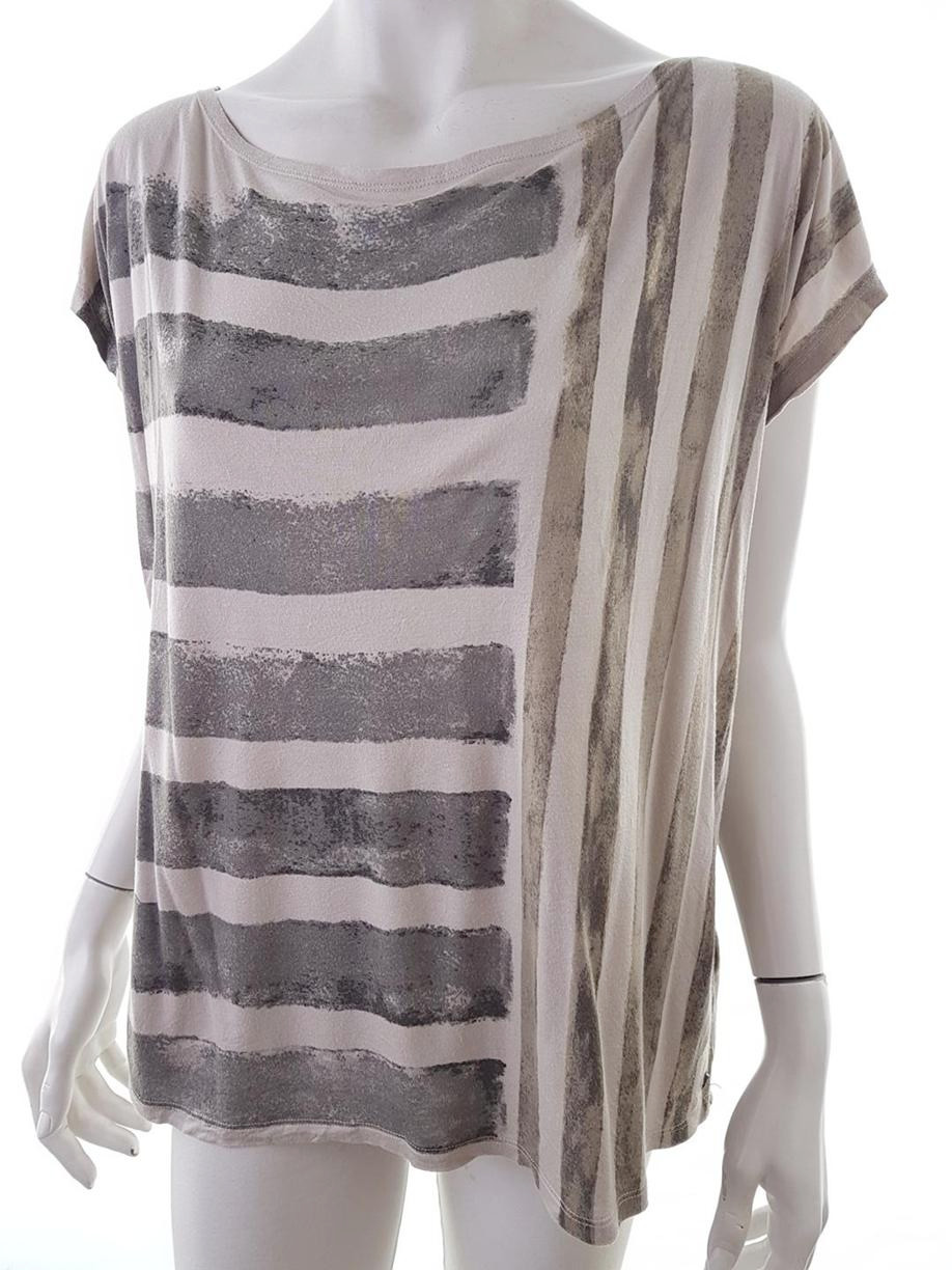 20190122_135416.jpg Rozmiar S Kolor Beżowy W łódkę T-Shirt Krótki rękaw Materiał Modal 100%
