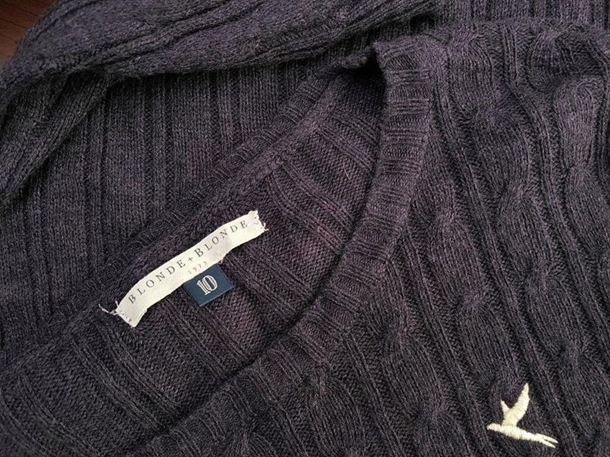 20190123_154024.jpg Blonde + Blonde Rozmiar 10 (38) Kolor Fioletowy Crew Neck Sweter Długi rękaw Materiał Wiskoza Otwarta dzianina