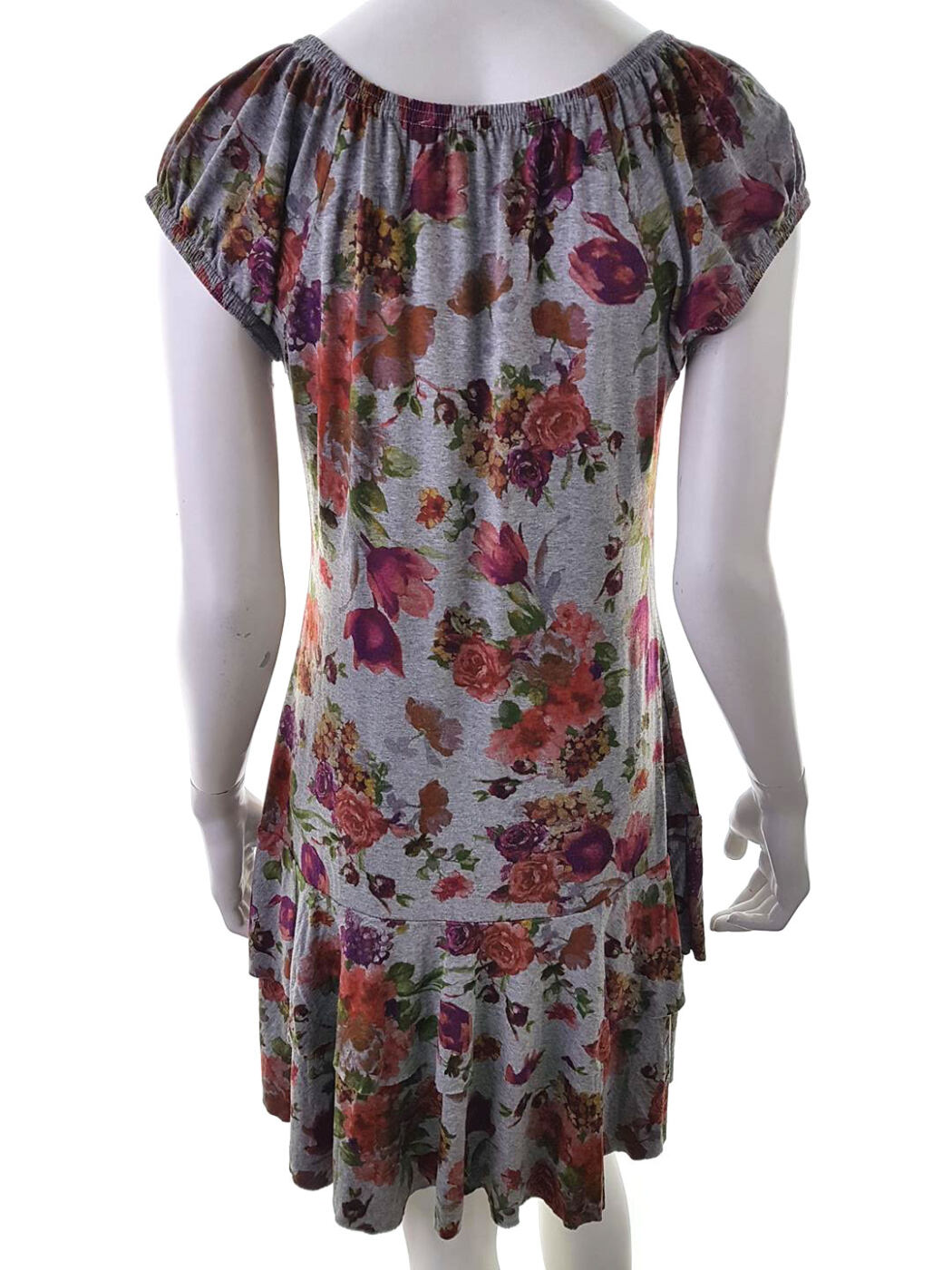 Rosebud Rozmiar S Kolor Szary Keyhole Crew Neck Sukienka Sheath Krótki rękaw Do Kolan Materiał Wiskoza