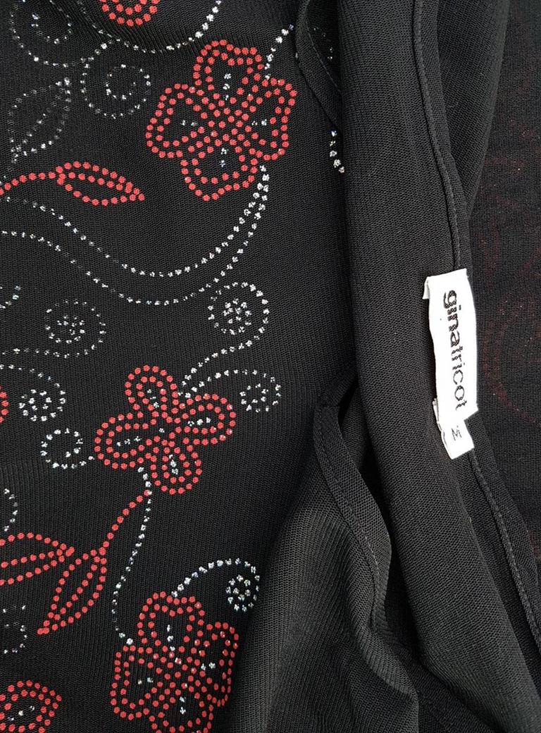 Gina Tricot Rozmiar M Kolor Czarny W serek Bluzka Rękaw 3/4