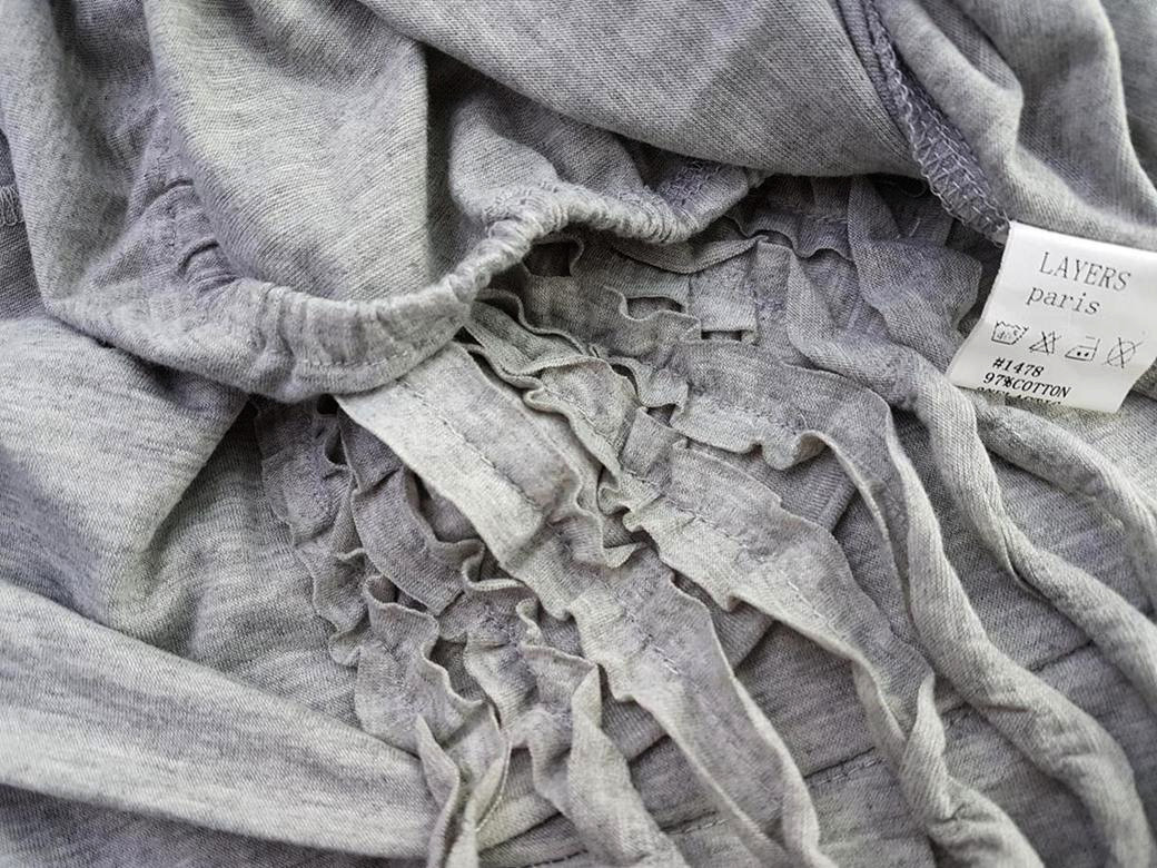 Layers Paris Rozmiar 1 Kolor Szary Drapowany dekolt Sukienka Sweterkowa Krótki rękaw Do Kolan Materiał Bawełna