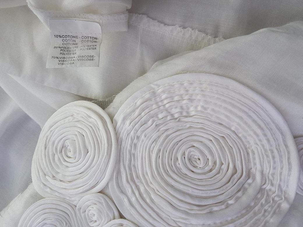New Sunshine Rozmiar M/L Kolor Biały Okrągły dekolt Sukienka Prostokątna Krótki rękaw Do Kolan Materiał Wiskoza